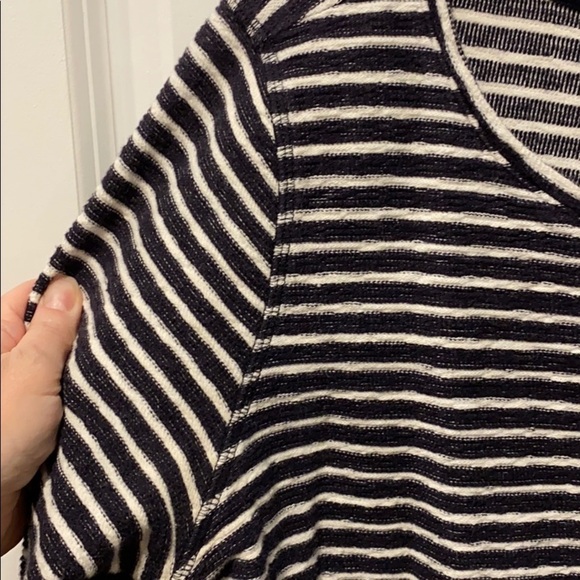Lands End Thick Warm French Terry Striped Crew - Picture 3 of 13